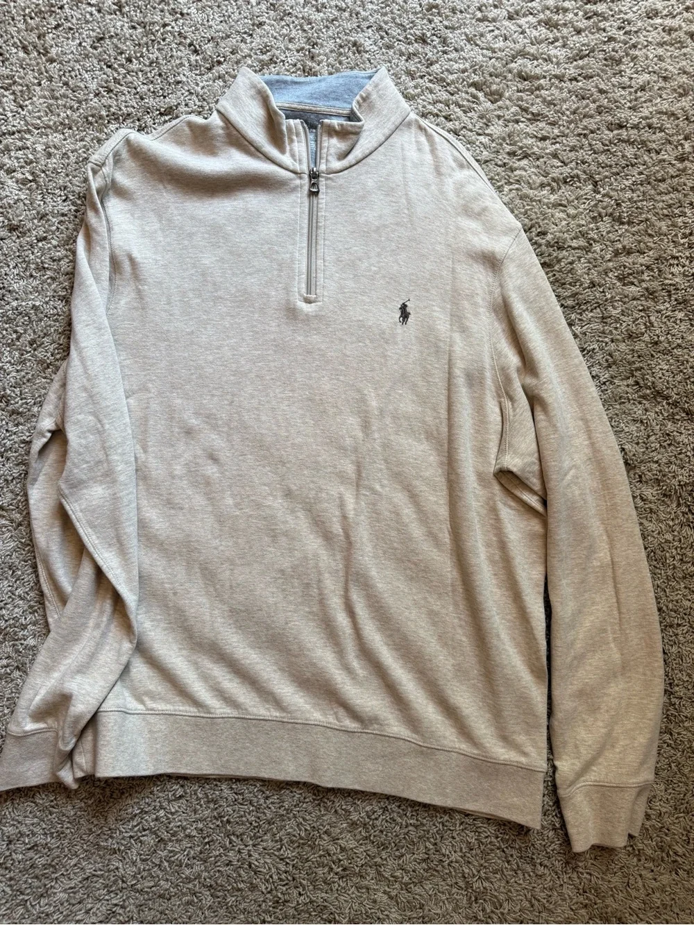 Polo by Ralph Lauren Men's Light Beige Quarter Zip Pullover
